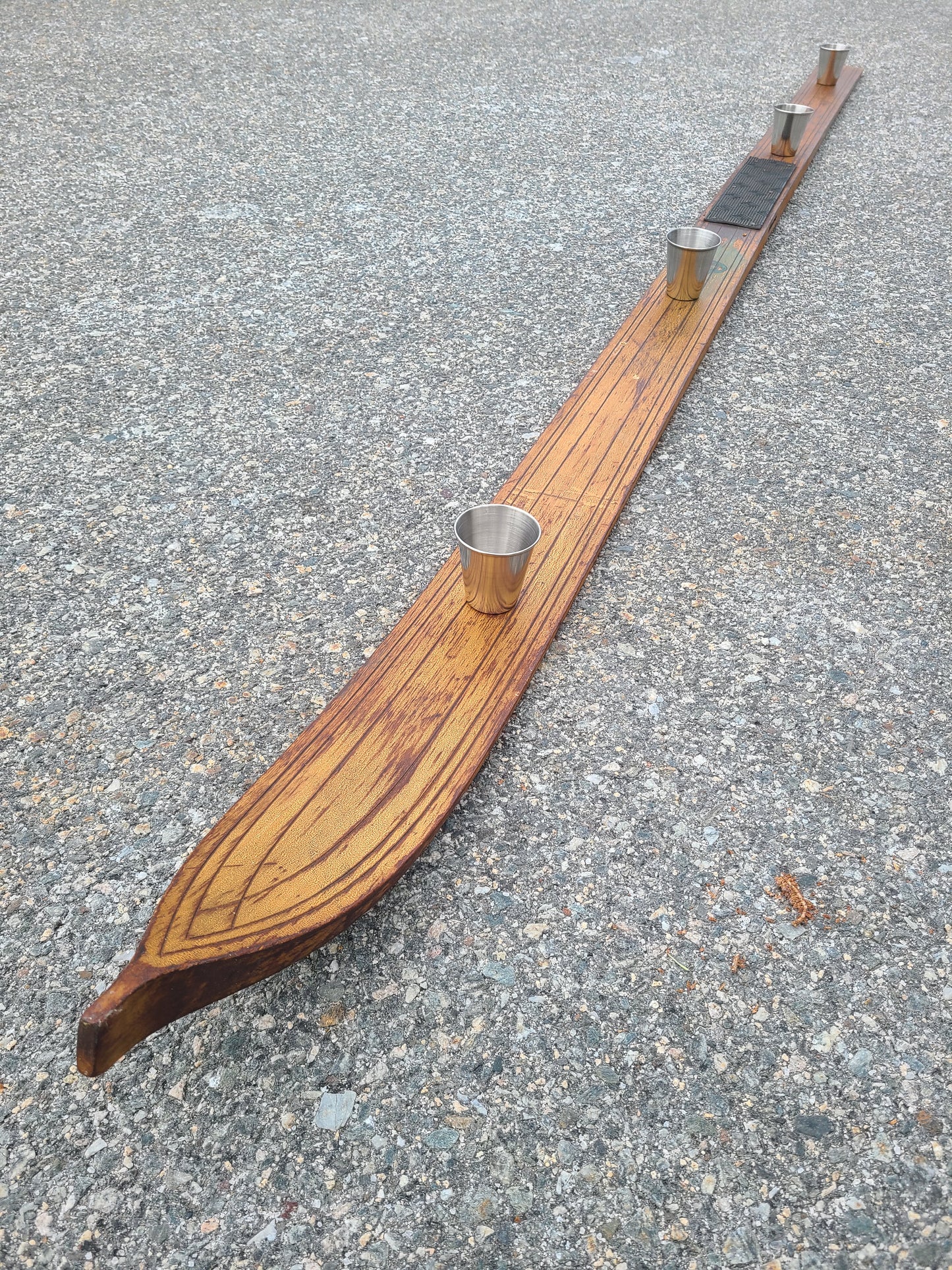 Shot Ski Antique Wooden Shot Ski, 4 shot made from real snow ski from the 20's or 30's