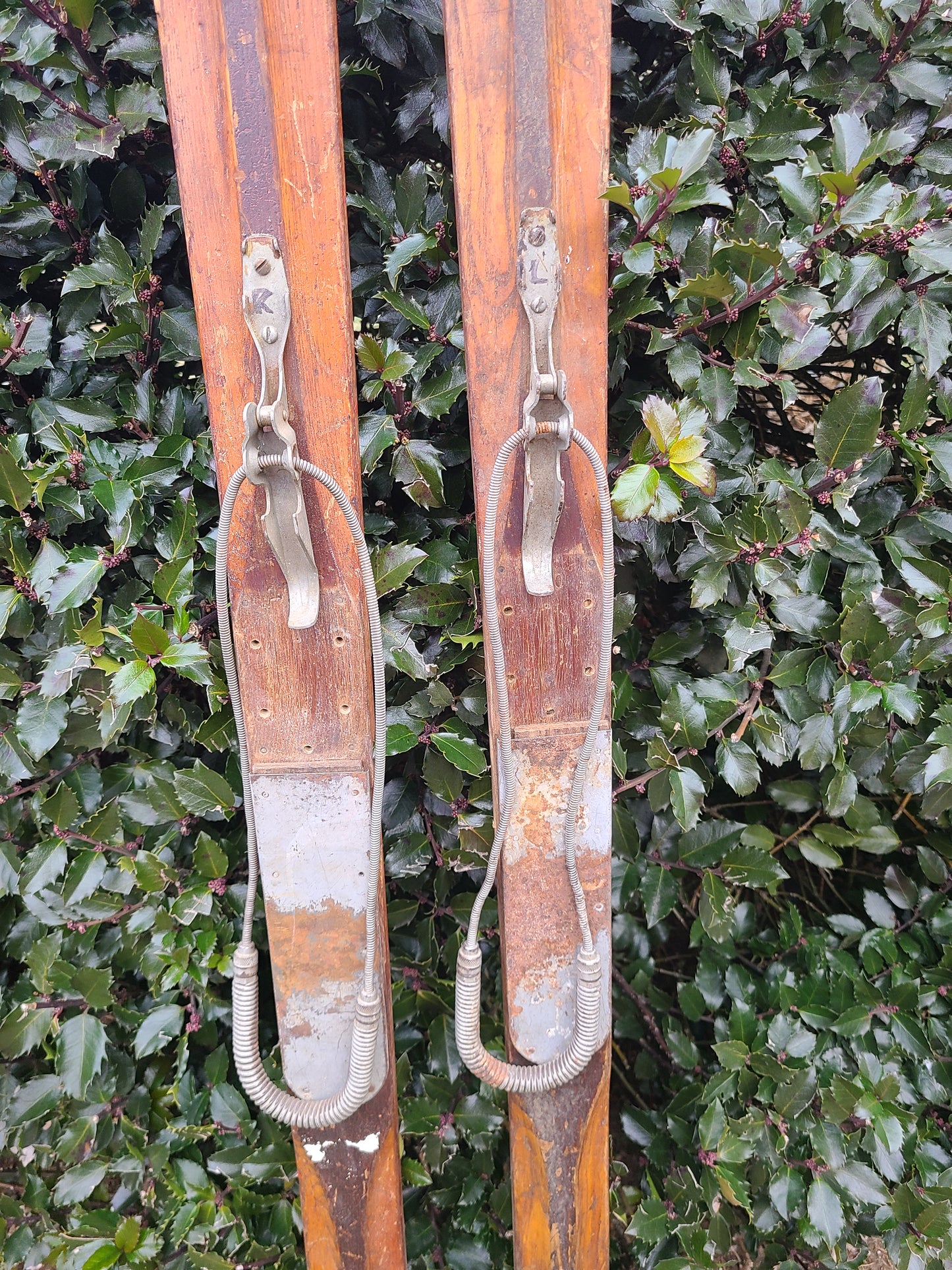 Shot Ski Antique Wooden Shot Ski, 4 shot made from real snow ski from the 30's or 40's