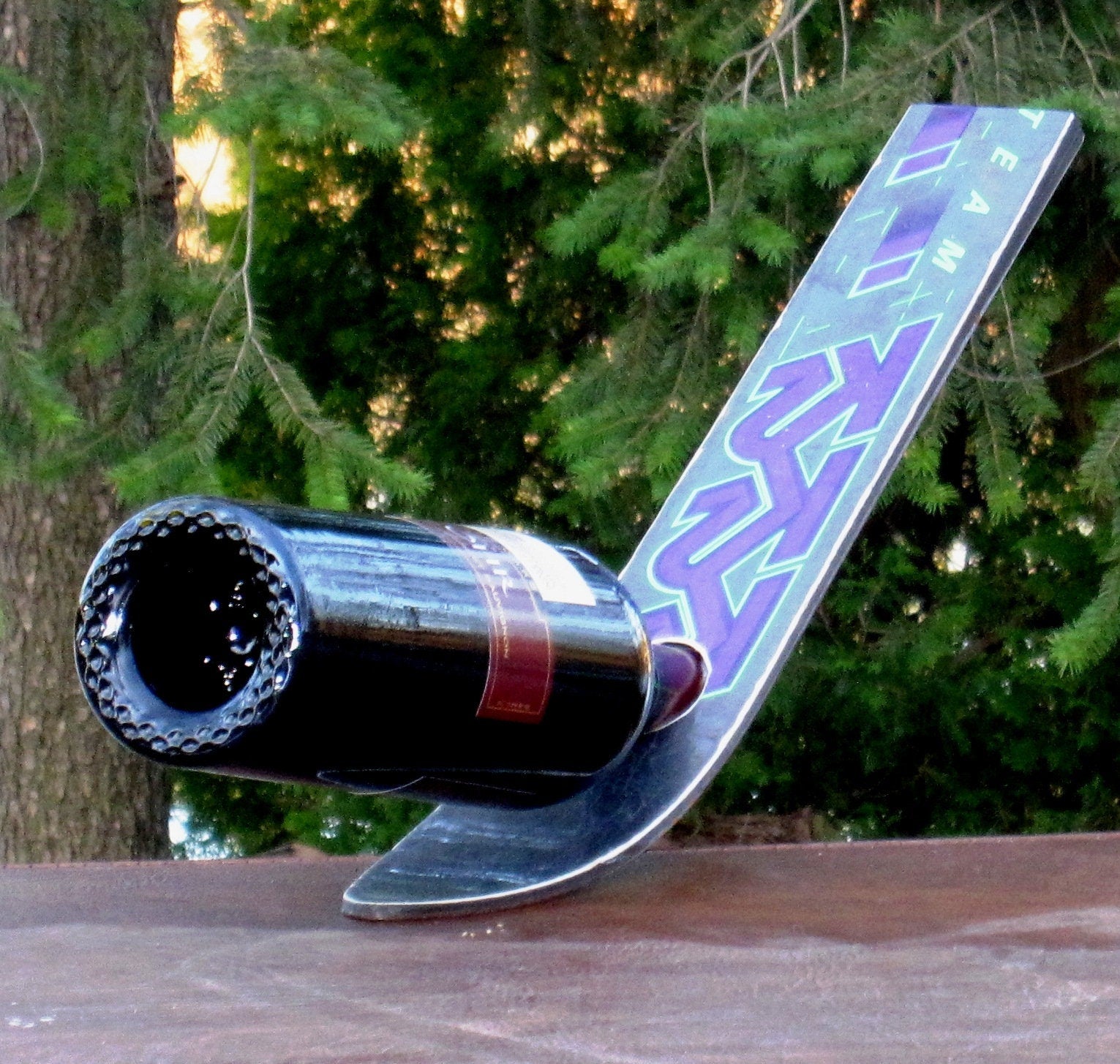 Balancing Recycled Snow Ski Wine Rack –