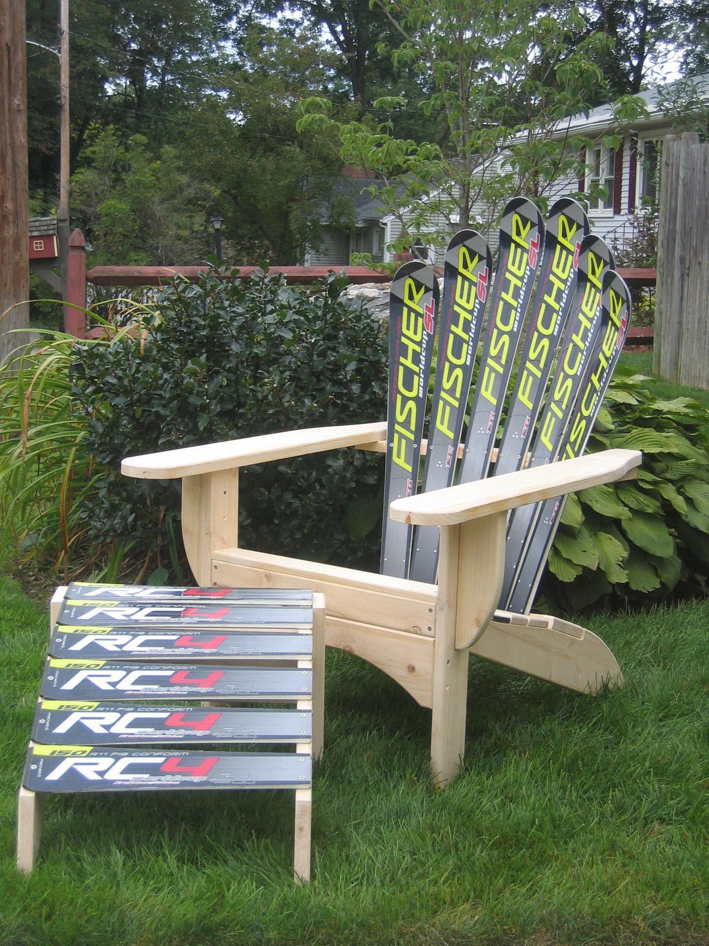 DIY Adirondack Skichair Plans for a Ski Chair and Ottoman