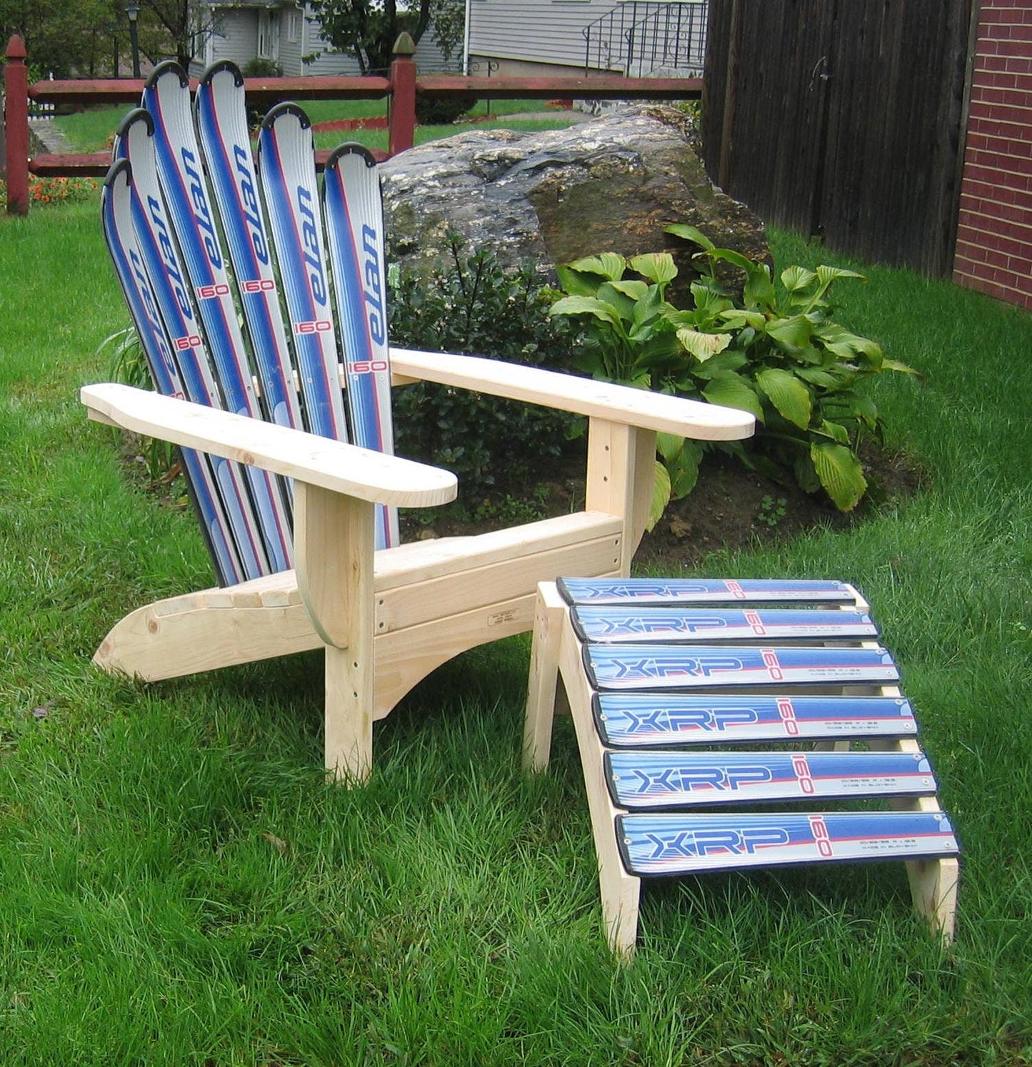 DIY Adirondack Skichair Plans for a Ski Chair and Ottoman