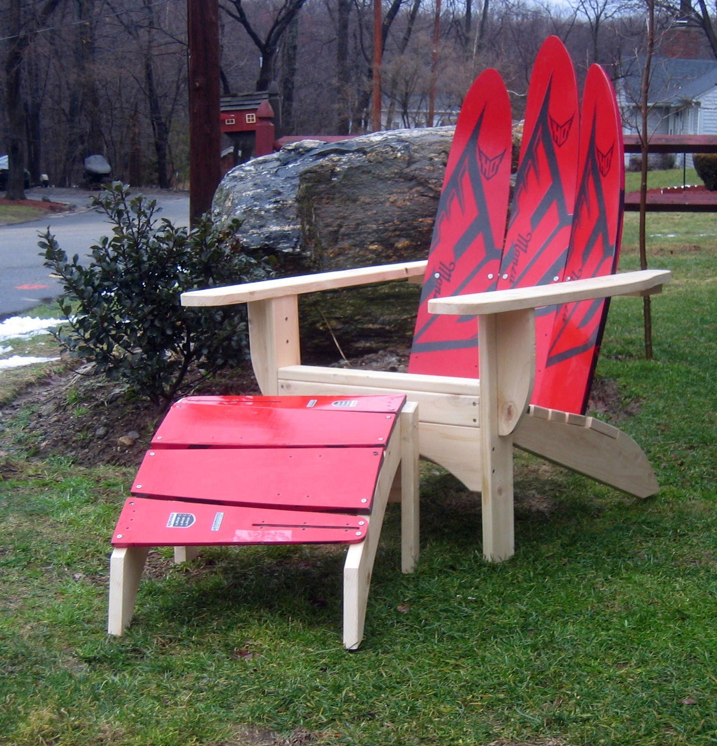 DIY Adirondack Skichair Plans for a Ski Chair and Ottoman