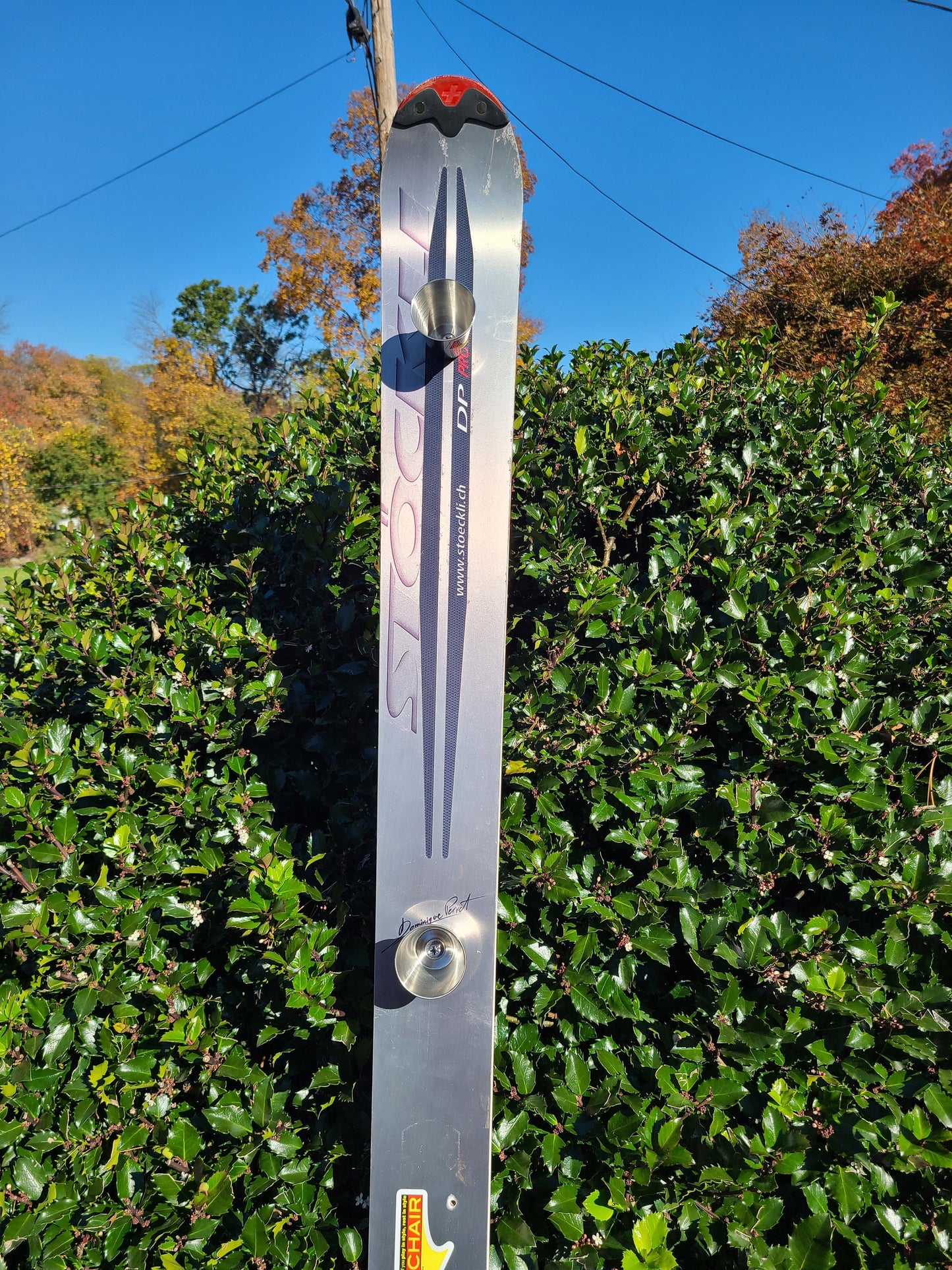 Shot Ski Stockli Stainless ONE OFF 4 shot, Shotski with Large 3 oz Shots made with a real stainless Stockli Ski