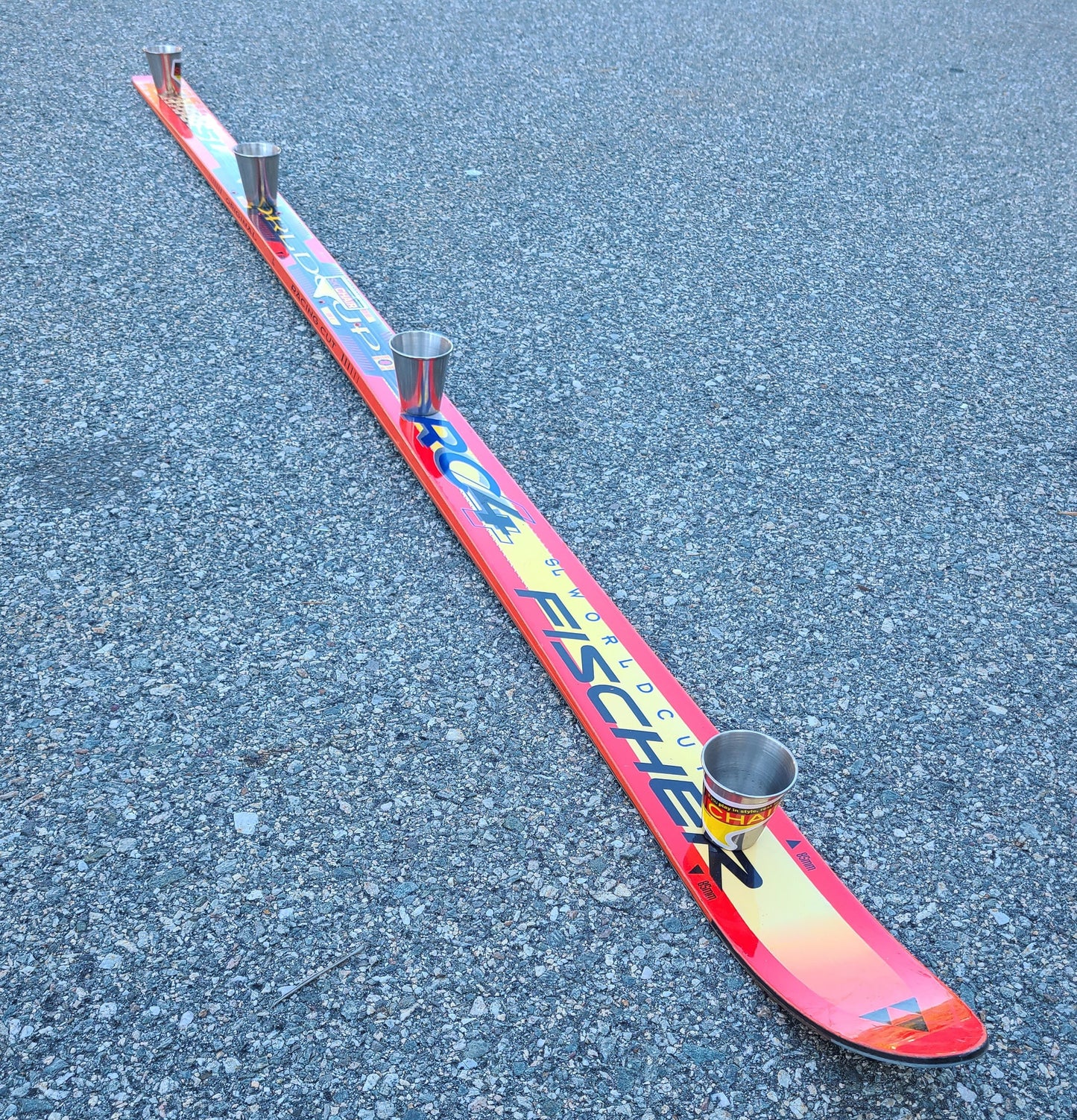 Shot Ski Legendary Old School Fischer Race Shot Ski 4 shot, Large 3 oz Shots, SkiShot, made from real skis