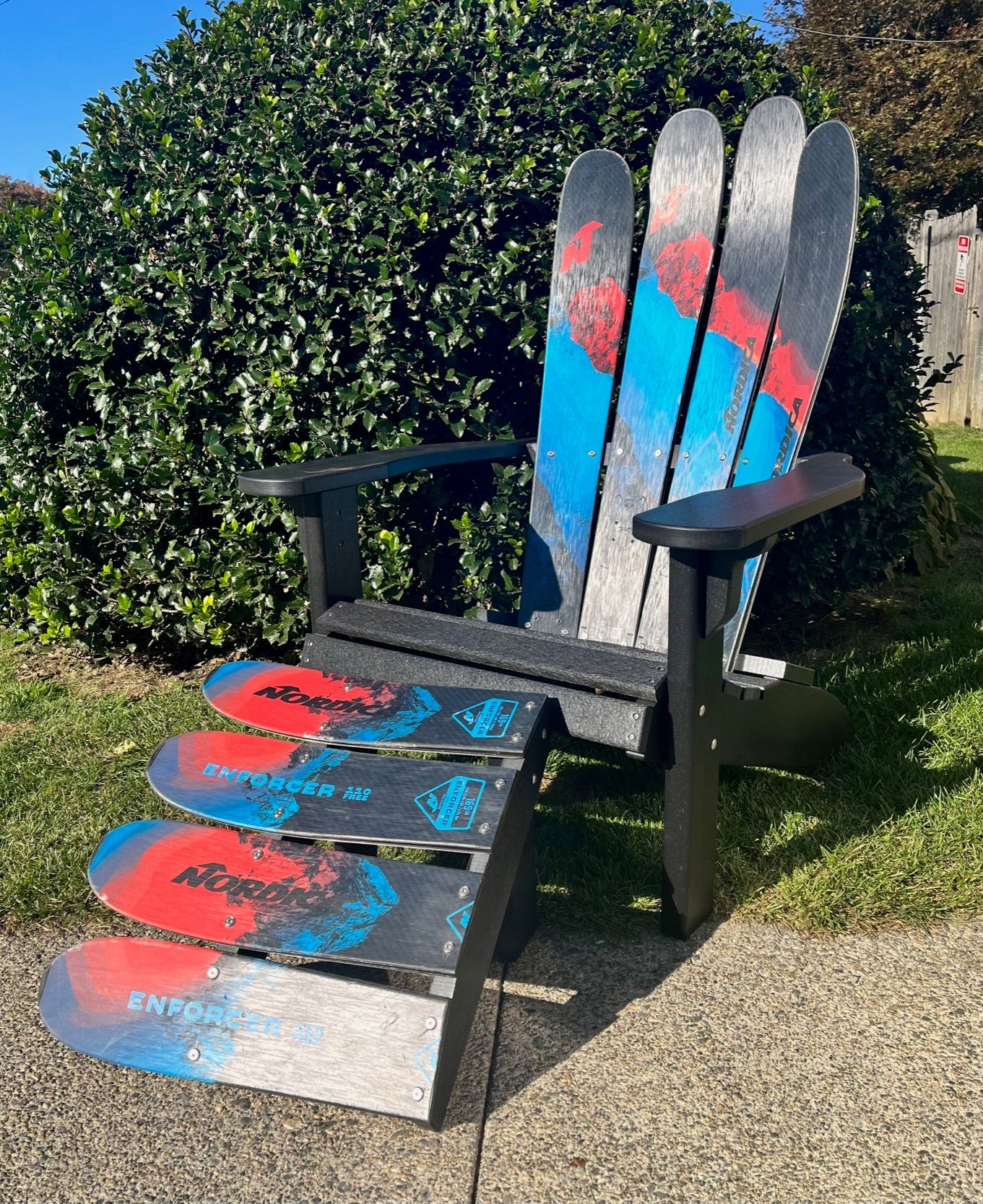 Enforcer Mountain Skichair, Snow Ski Adirondack Recycled Plastic Snow Skichair and Ottoman