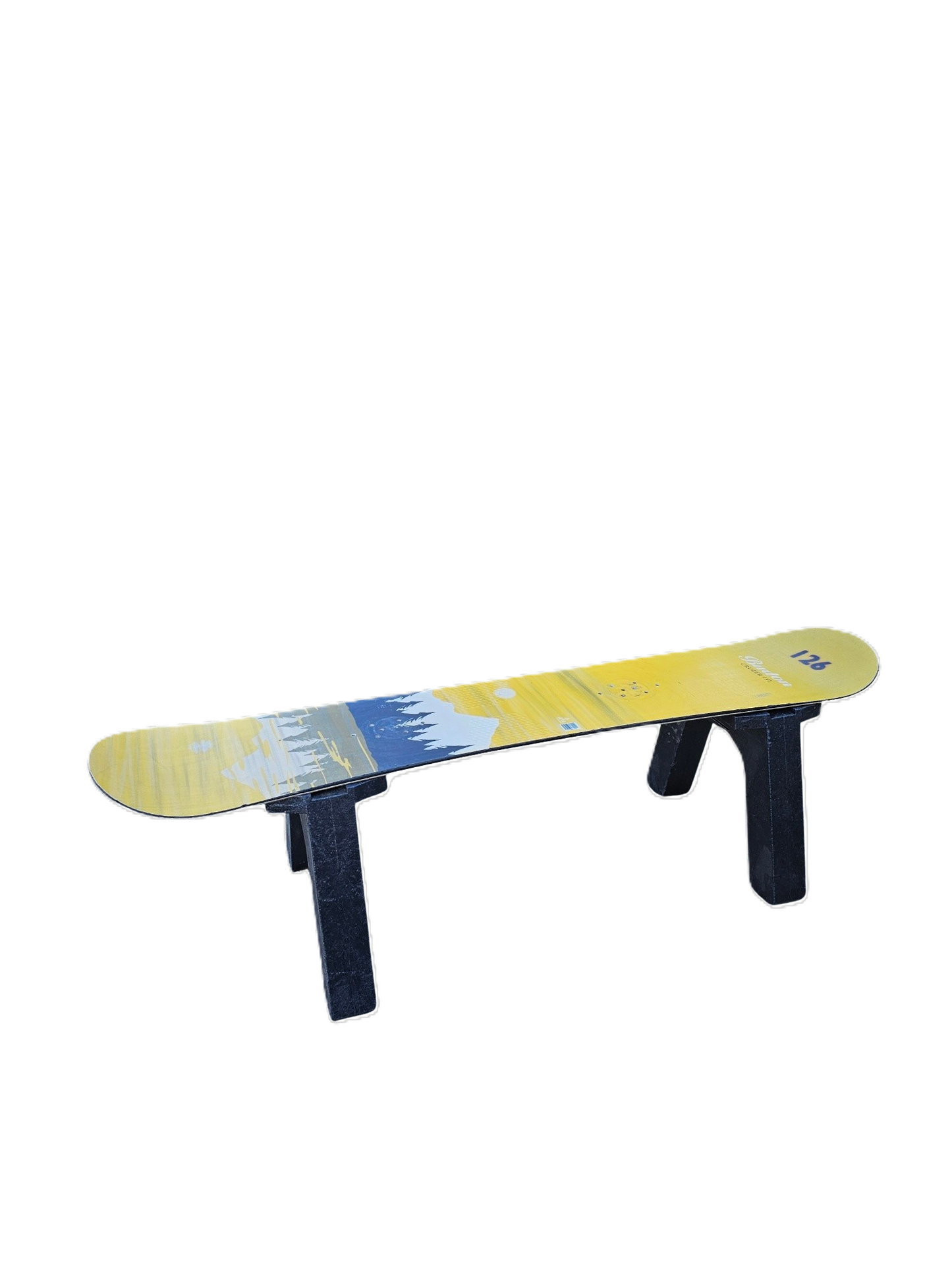 Ski Patio set - 4 piece - A Skichair, Snowboard or Snow Ski Table and Bench and a Ski Rocker