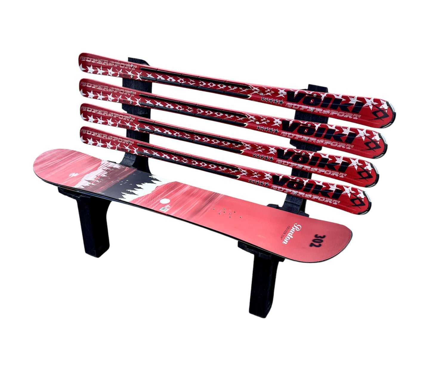 Mixed Snow Board and Snow Ski Bench made with Real  Recycled Snow Skis (Copy)