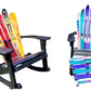 2 piece set of Skichairs Snow Ski Recycled Plastic Adirondack with Ottoman and Ski Rocker