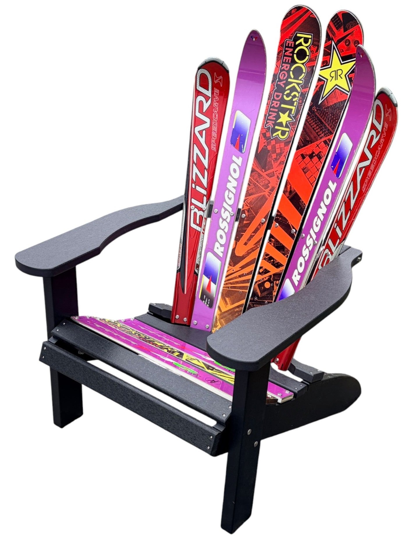 Adirondack Skichairs made with different snow skis