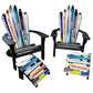2 piece set of Skichairs Snow Ski Recycled Plastic Adirondack with Ottoman and Ski Rocker