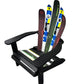 2 piece set of Skichairs Snow Ski Recycled Plastic Adirondack with Ottoman and Ski Rocker