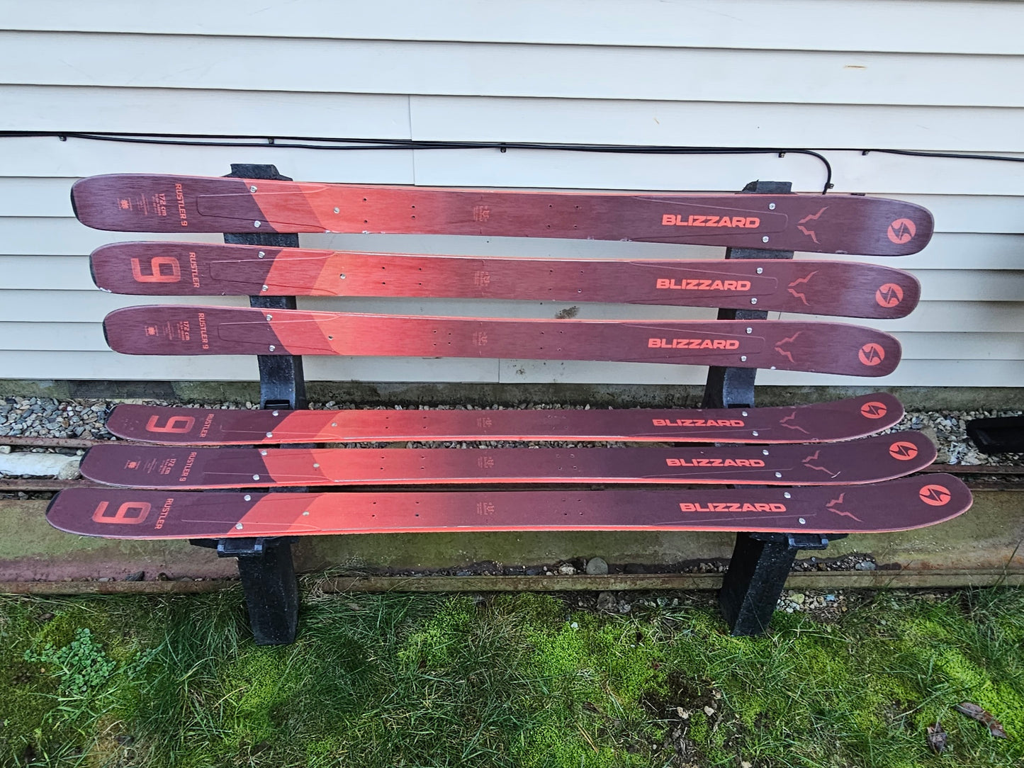 Ski Bench made with Real  Recycled Snow Skis