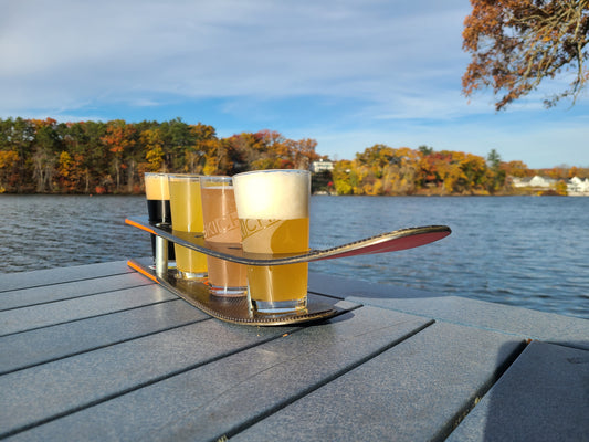 Beer Flight or Brewski Recycled Snow Ski Double Flight for Pint Glasses