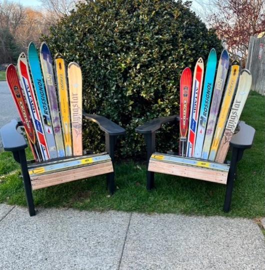 Customize you Adirondack Skichair, Snow Ski Recycled Plastic Adirondack with Ottoman