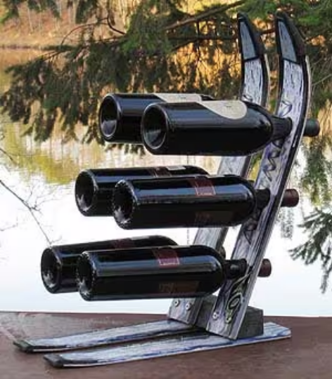 Wine Rack Twinner Recycled Snow Ski Wine Rack made with real snow skis