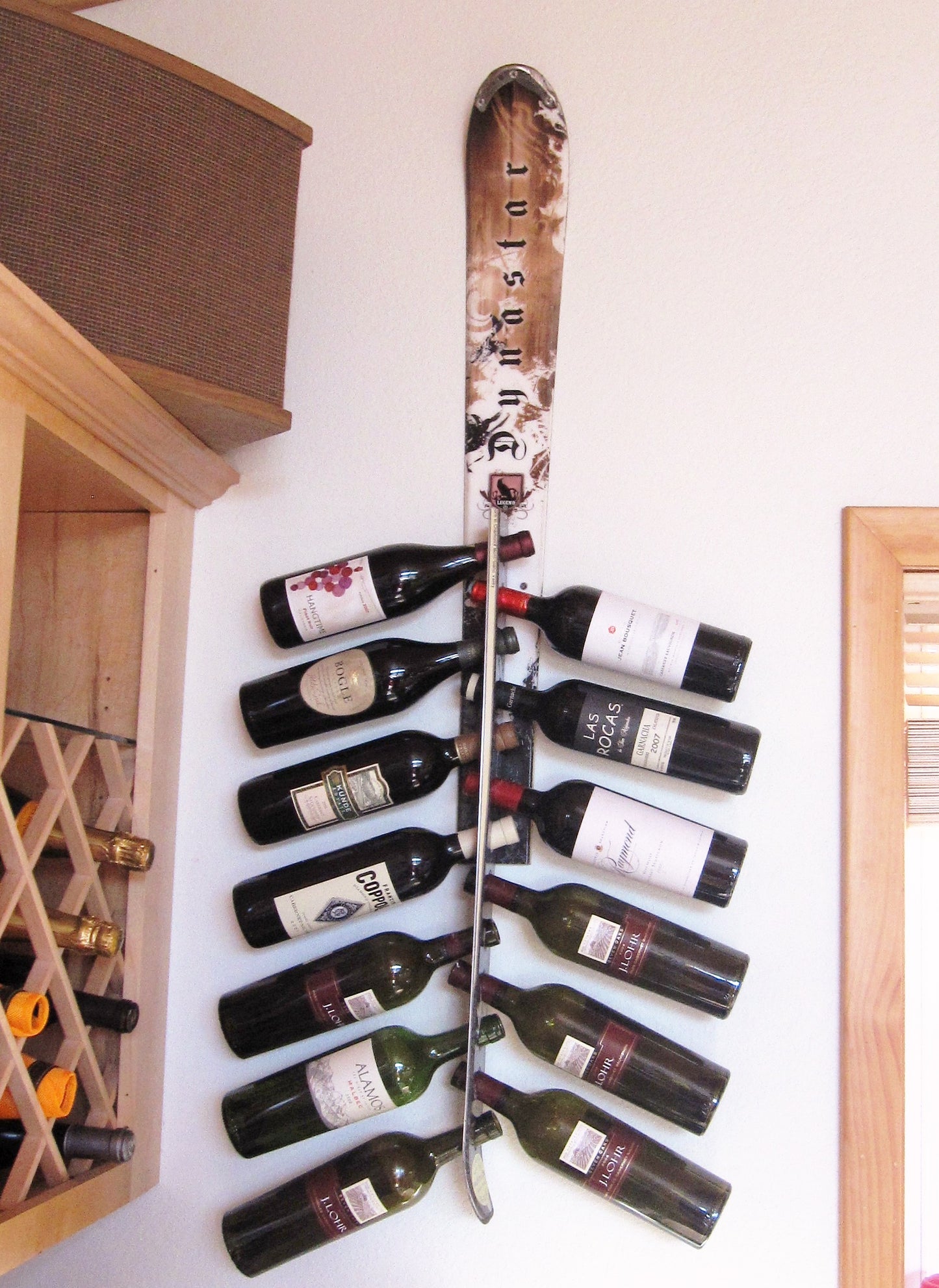 Wine Rack Wall Mounted Recycled Snow Ski Wine Rack