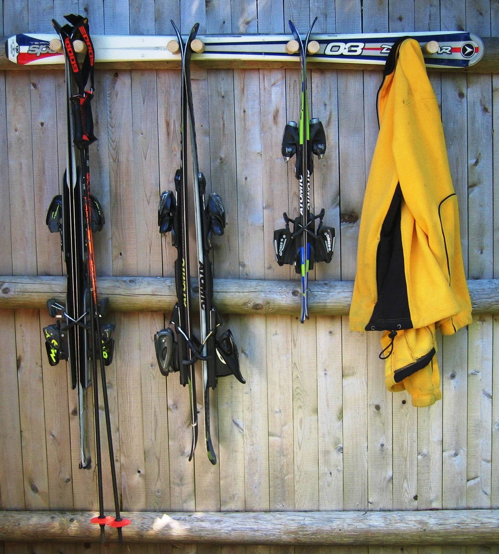 Handle Ice Rack Ski Rack Recycled Snow Ski Rack that holds Skis, Poles and Coats ...