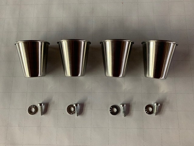 Shot Ski Kit, 4 shots Glasses Only  for a Shot Ski, Large 2.5oz shot glasses made from Stainless Steele with Mounting Screws