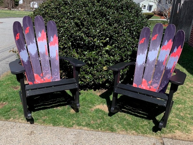 Ski Rocking Chair Ski Chair, Ski Rocker set of 2 skichairs, Customize your Recycled Plas ...