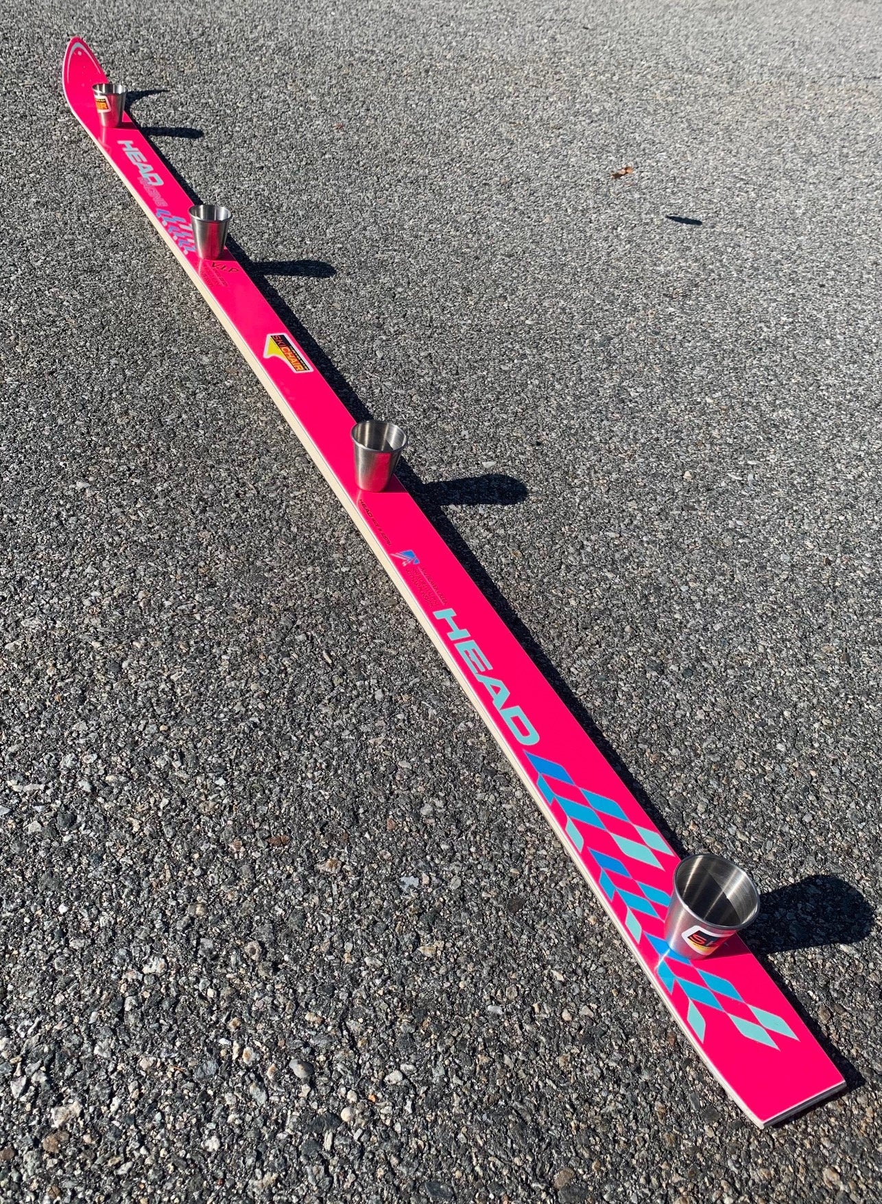 Shot Ski  Hot Pink or Purple Volkl Shot Ski  ONE OFF - 4 shot with Large 3 oz Shots, SkiShot, Wedding Shot, Tailgate