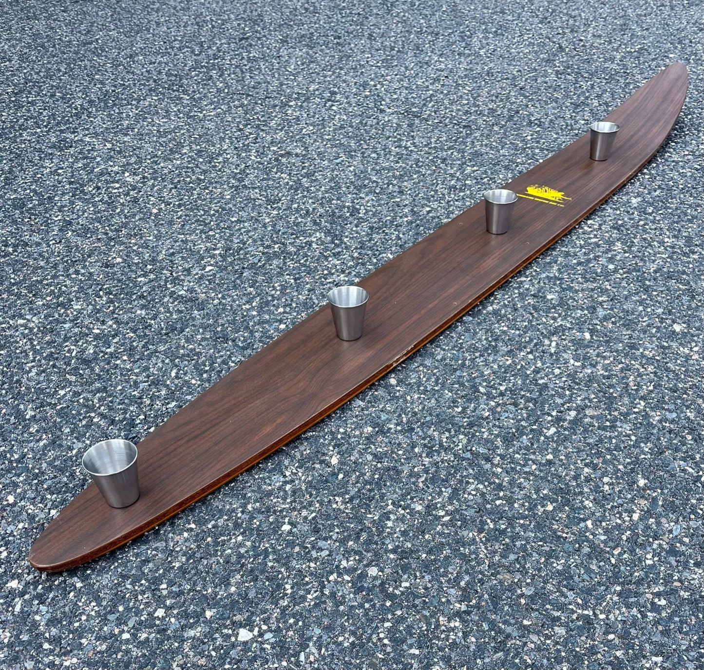 Shot Ski   Antique Old School Wooden Water Ski   Shotski, 4 shot made from a real unmounted wooden water ski